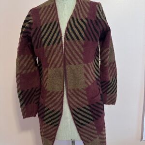 Nine West Burgundy and Brown Knit Cardigan